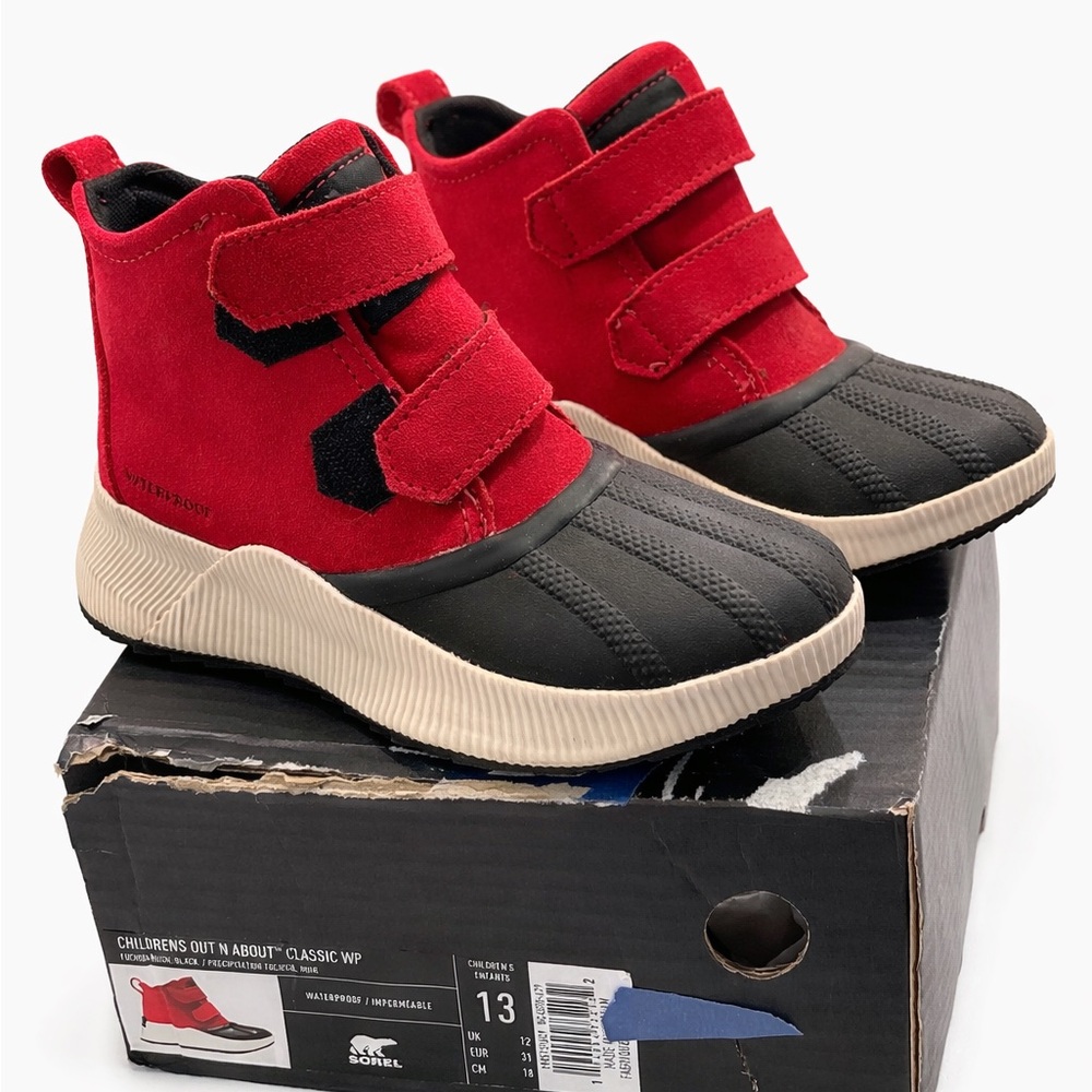Sorel Out N About Classic WP Kids Size 13 Red Waterproof Boots NC4578-639 w/ Box - Picture 4 of 9